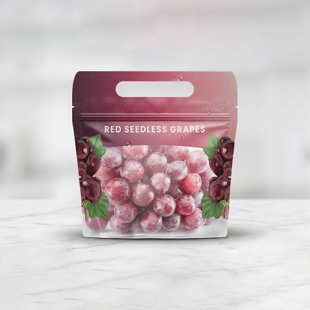 Custom printed resealable produce pouch with grapes